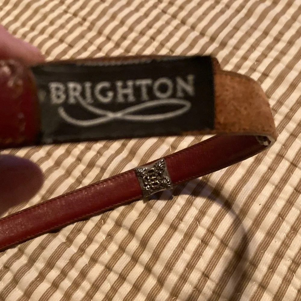 Brighton Rich Brown Leather Belt with Ornate Silver Buckle